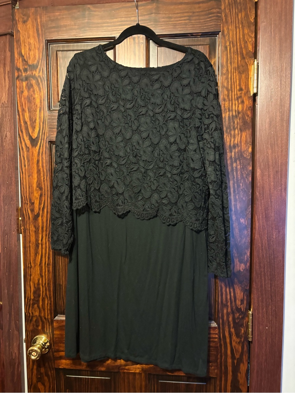J. Jill Black Lace Long-Sleeve Overlay Dress